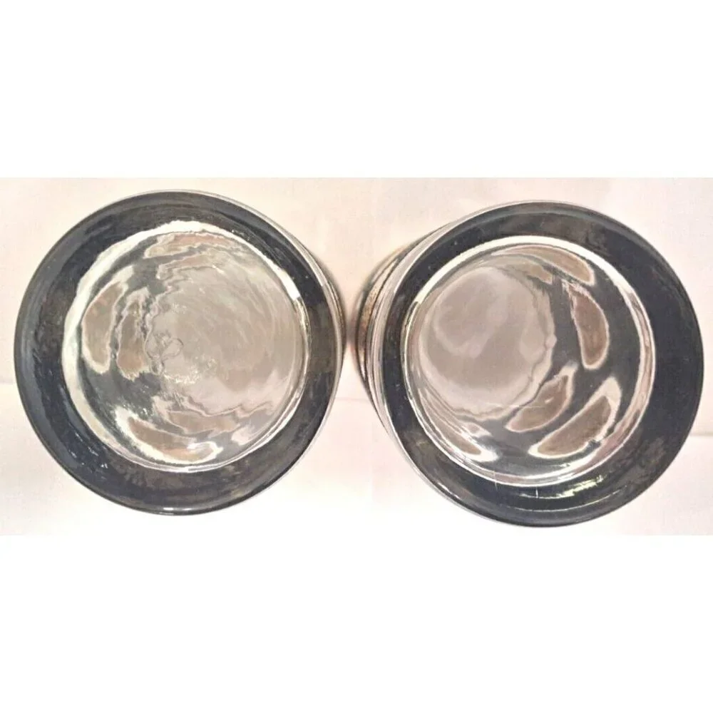 Vintage Libbey Gold Coin Black Textured MCM Set Of 2 Highball Glasses FLAW
